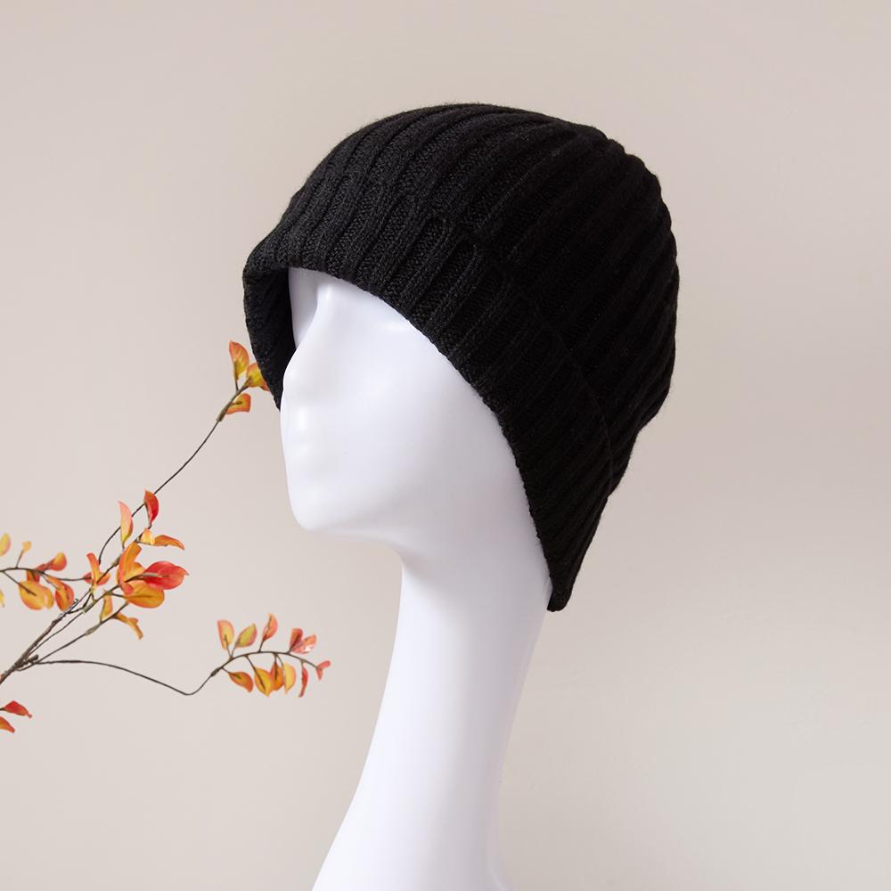 Custom Logo Design Cashmere Winter Beanie Hat Women Knit Thermal Classic 2x2 Rib Knit Pure Cashmere Beanie Cap