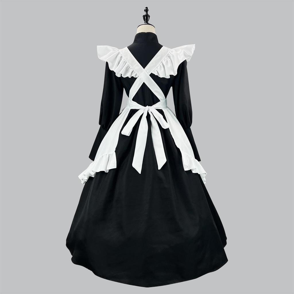 New British Black & White Lolita Plus Size Maid Cosplay Costume