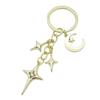 Elegant Cutout Four Pointed Star and Moon Keychain Pendant Durable Alloy Lightweight for Women Gift Bag Charm Accessory