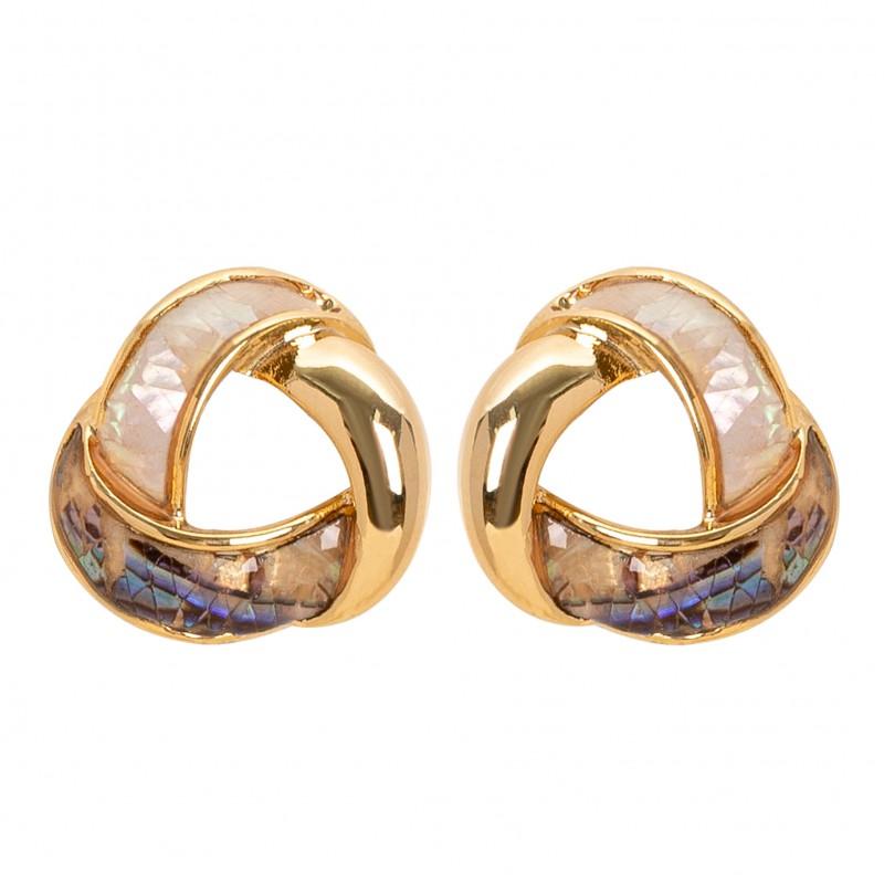 Elegant French Chic Stud Earrings With Natural Abalone Shell Inlay Zinc Alloy Geometric Design Women
