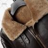 Thick Winter Genuine B3 Sheepskin Leather Jacket Mens Fur Coat Motorcycle Outerwear