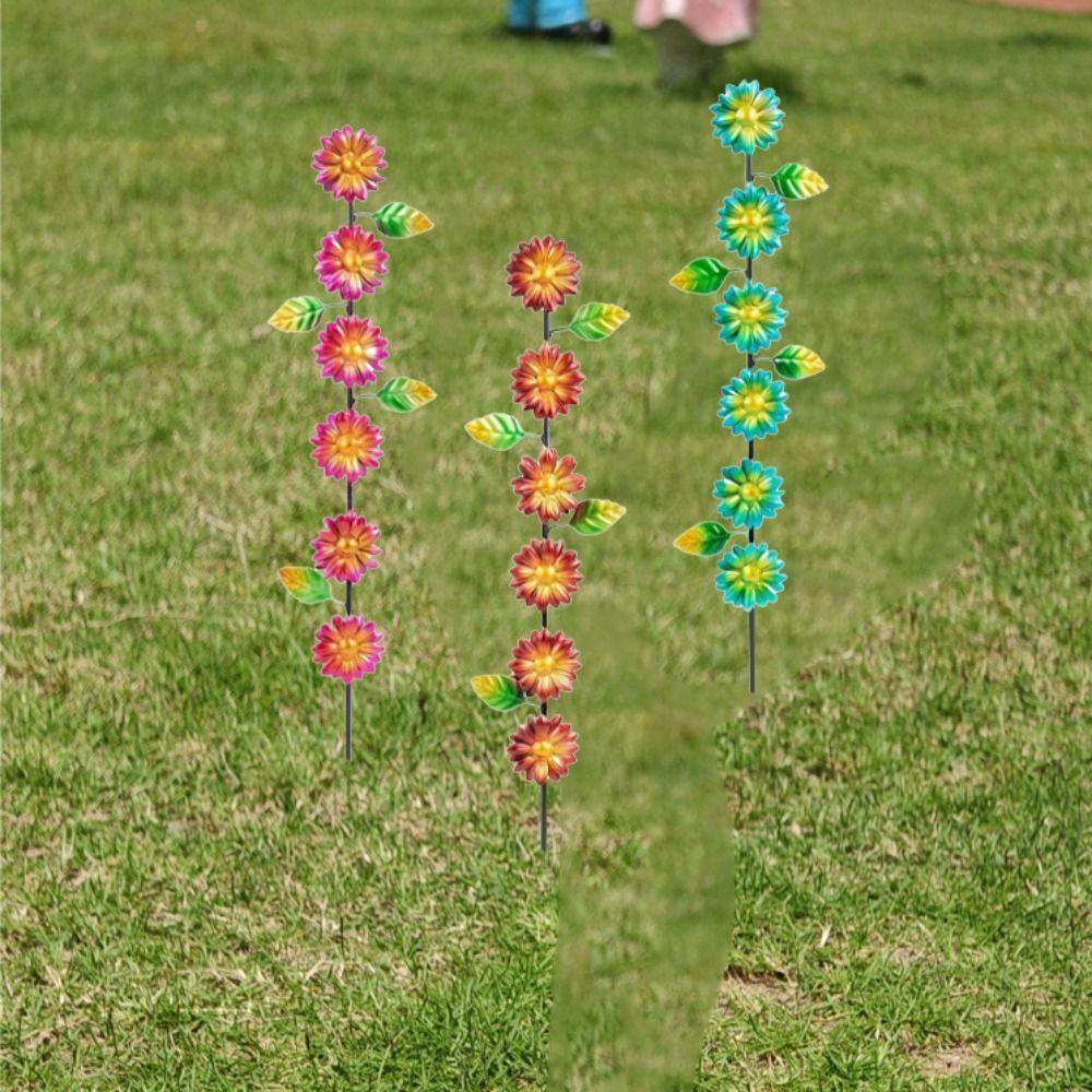 3pcs Landscape Decoration Metal Decorative Garden Stakes Creative Plant Shaped Flower Ground Stake Art Garden Pile Patios