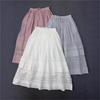 Spring Summer Loose Waist Wide-leg Versatile Casual Solid Color Pleated Lace Spliced Women Skirts