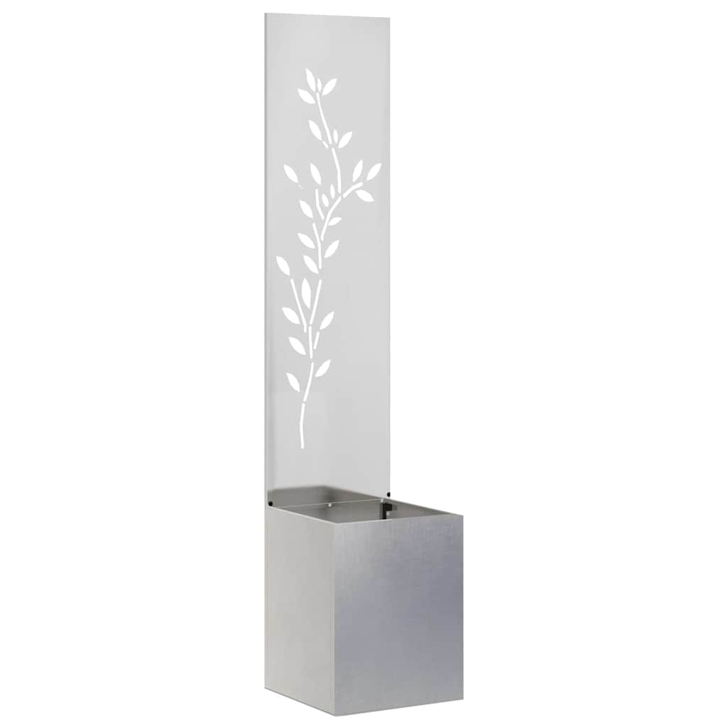 Garden Privacy Screen Canvas Silver 32 X 32 X 150 Cm Stainless Steel