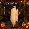Dekoratives Gespenst für Veranda Leuchtende Halloween Hängeschaukel mit Hexenhut, Fernbedienung Einstellbare Gruselige Ornamente Helligkeit,