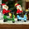 Glossy Miniature Christmas Figurine Handcrafted Cartoon Desktop Statue Glass Yoga Santa  Collectors