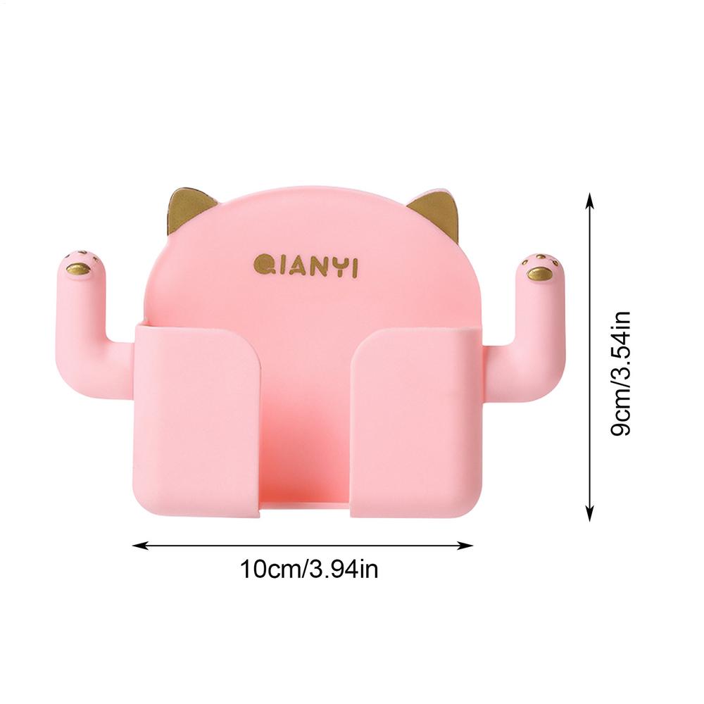 Punch-free Mobile Phone Holder Wall Mount Stand with Hooks Remote Control Organizer Storage Box Charging Bedside Container Rack