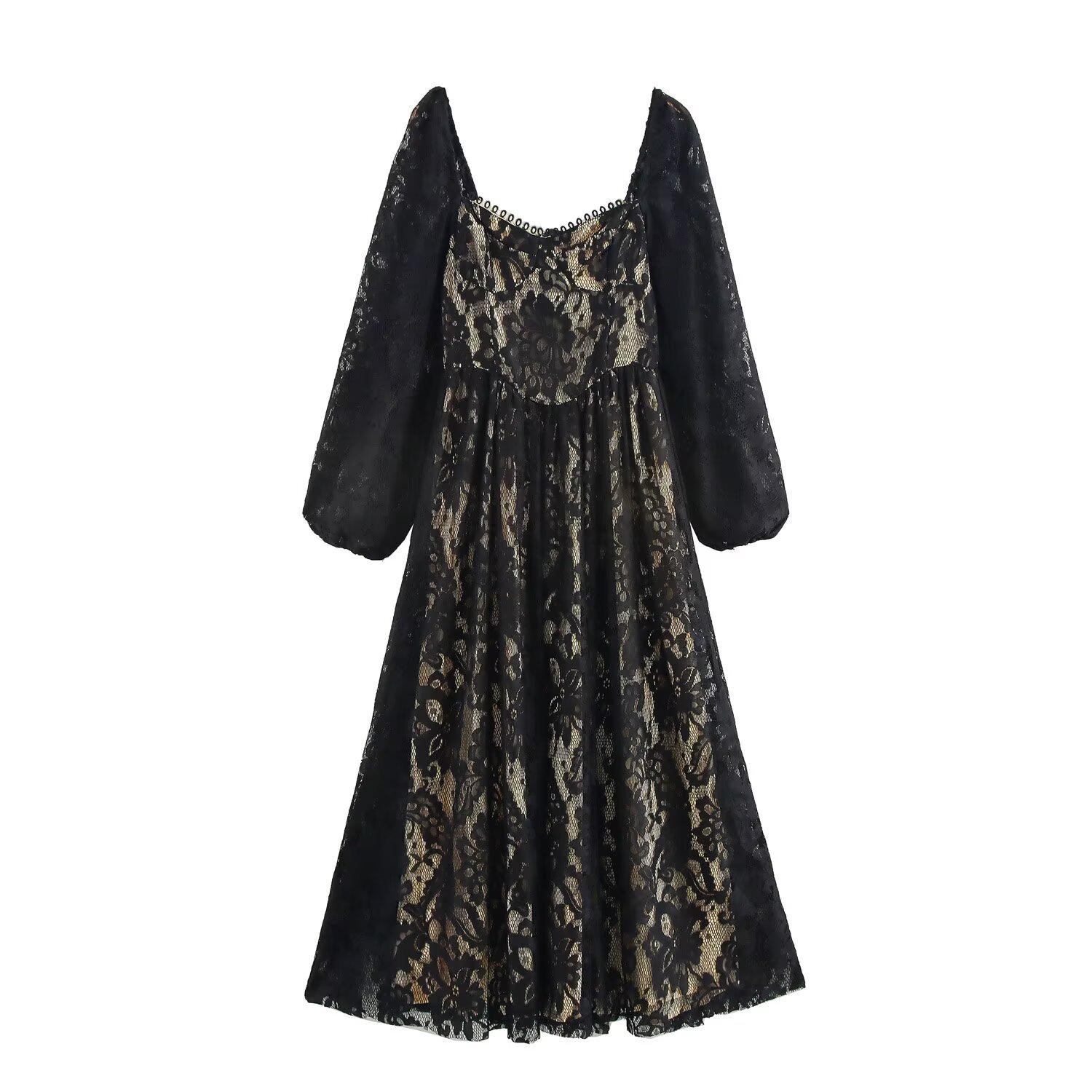 

Элегантное женское кружевное повседневное длинное платье на весну 2025 года Small