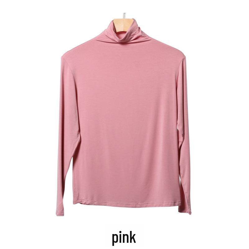 Women's Black Half-High Collar Long-Sleeve Shirt - Korean Style, 2025 Spring/Autumn