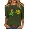 3/4 Sleeve Tops For Women T-Shirt Casual Christmas Print Tops T Shirt Round Neck Pullover Blouse