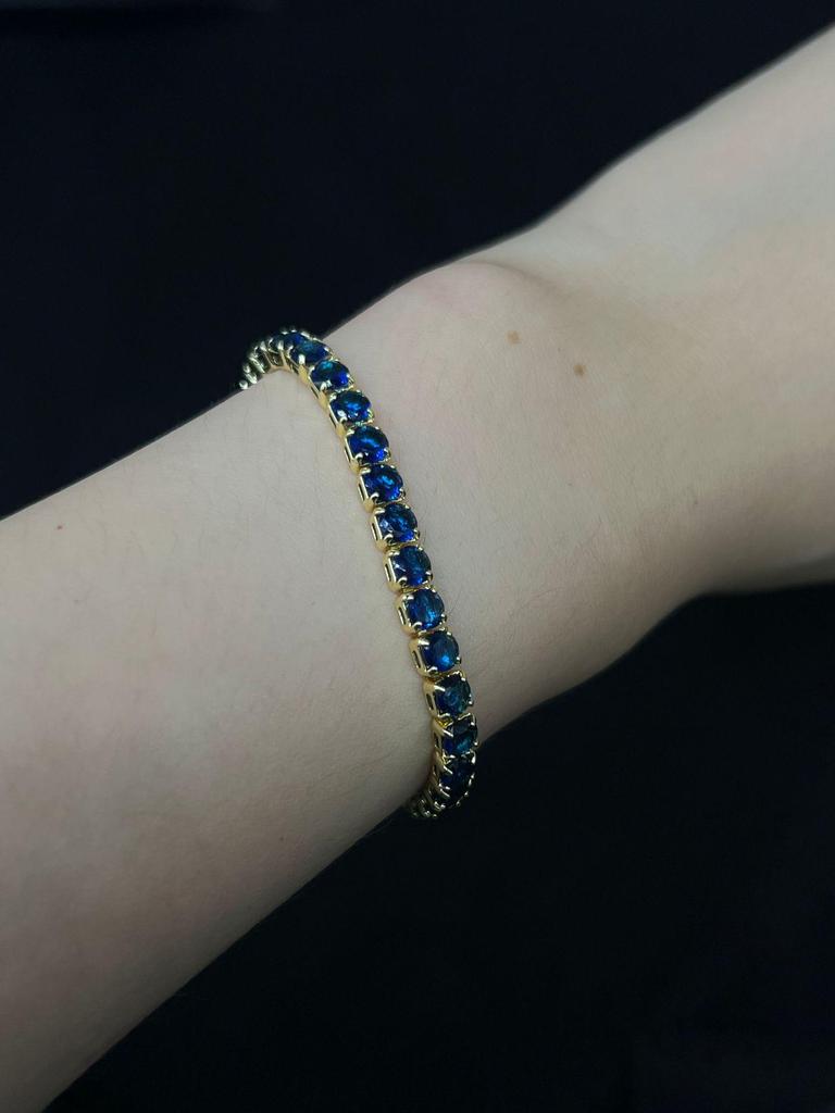 Elegant Women’s Colored Zircon Gold-Plated Tennis Bracelet