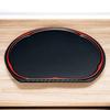 45cm Tray with Red Lacquerware Made In Japan J-kitchens Plum-Shaped Half-Moon Double-Sided (Tray) Black, Non-Slip, Top, (ABS Resin),