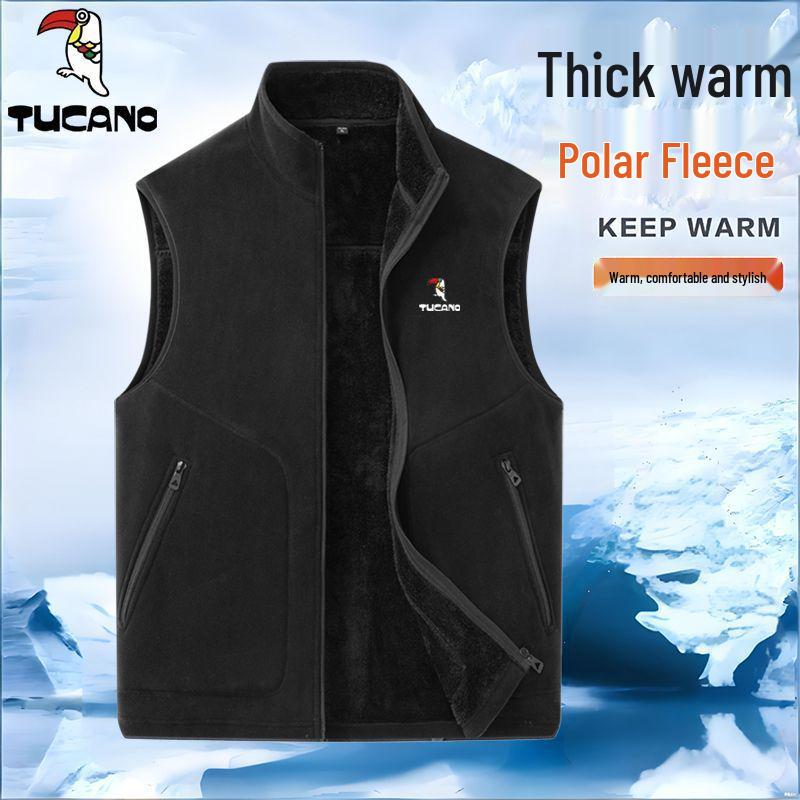 

Woodpecker Men s Double-Sided Fleece Gilet with Stand Collar 4XL (170-185 lbs) чорний