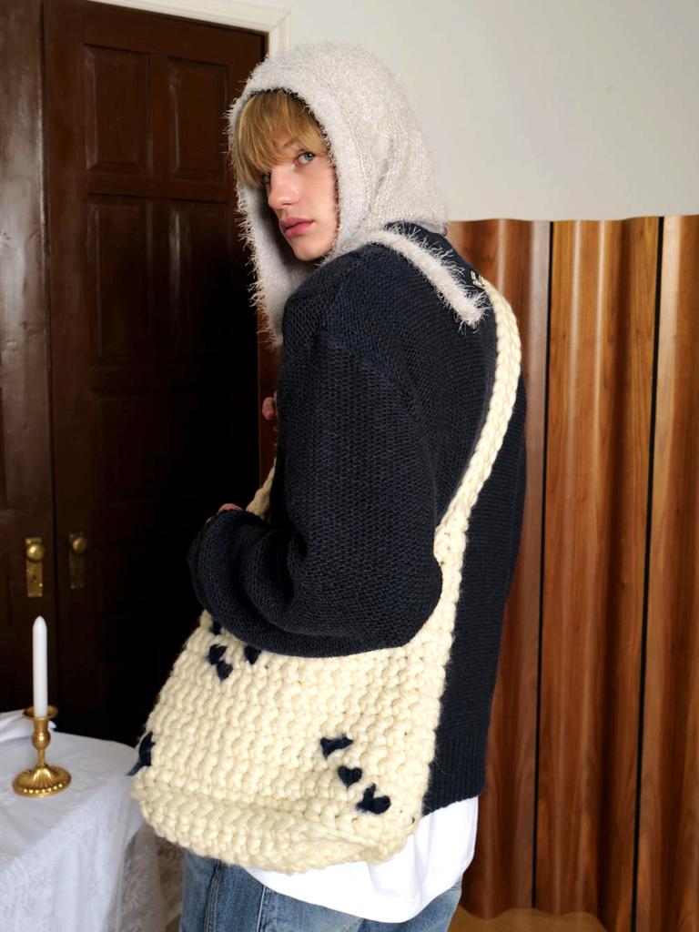 Kineto Handmade Twist Knit Bag_Cream
