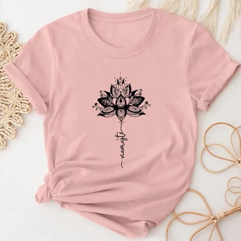 Mode Frauen Lotus Totem Lila Ring Print T Shirt Lustige Casual Oansatz Kurzen Ärmeln T-shirt Sommer Weibliche T-shirt