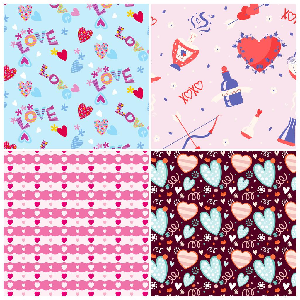 12 Packungen Valentinstag Handkonto Materialpapier, Scrapbook, Kartenherstellung Hintergrundpapier, Xiaoqing Dekorpapier