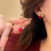 Red Bean Acacia Rhinestone Earrings: Women's Autumn/Winter Elegance, Light Luxury, Retro Design, Exquisite High-End Feel.