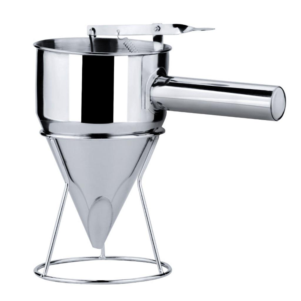 Pancake Batter Dispenser with Handle and Frame Rack Cupcake Batter Maker Funnel 1 серебряный
