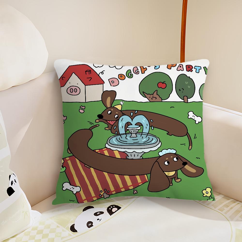 Cute dachshund cushion cover Pillow Case Plush Fabric Soft Double Sided Print Sofa Cushion Cover Throw Pillow Covers