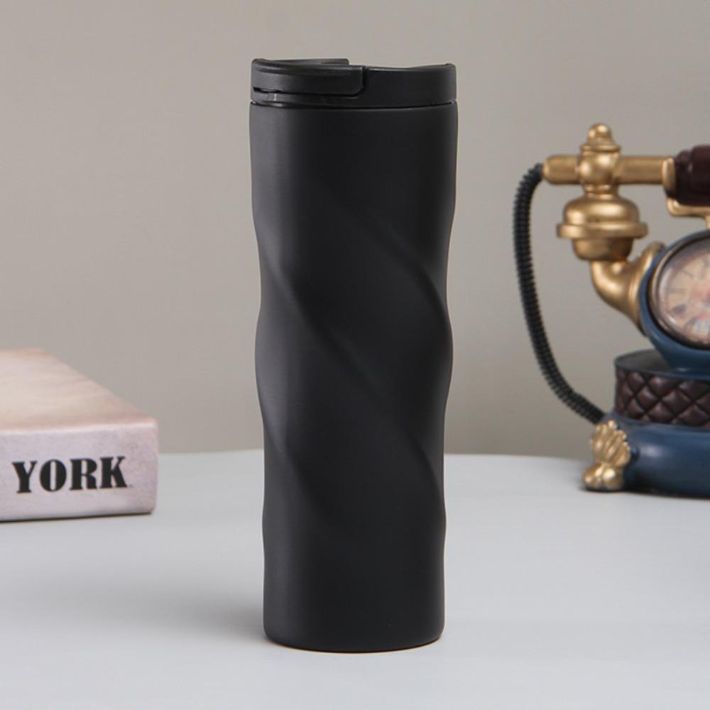 

500ML Gradient Coffee Bottle Spiral Shaped Outdoor Water Cup Portable Thermal Water Cup Office Style 2
