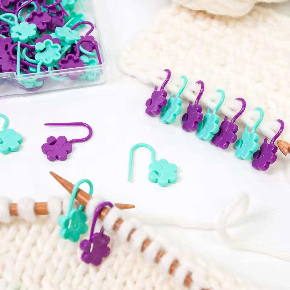 Floral Stitch Markers: Openable Flower-Shaped Knitting & Crochet Pins for Yarn Needlework