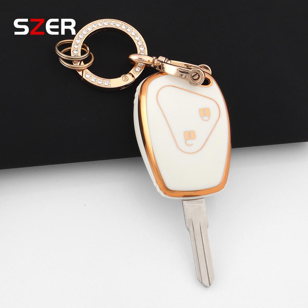 For Renault Trafic Clio Duster Logan Dacia Sandero For Nissan Terrano Almera 2 Button Tpu Car Key Case Cover Protector Keychain