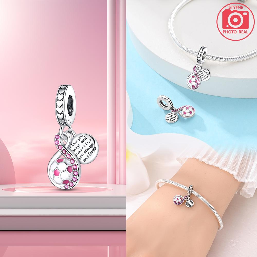 Pink Football Pendant Copper Plated For Charms Copper Plated Original Bracelet For Jewelry Making