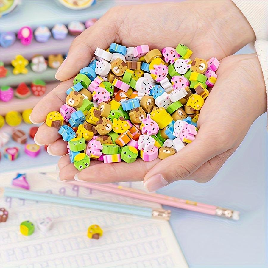 50pcs 1cm Pencil Rubbers Creative Fruit Animals Pattern Eraser Set for Students Correction Tools Office Stationery ZSY