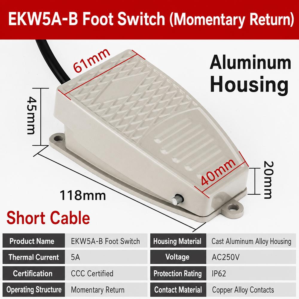 1Pcs 5A Foot Pedal Switch EKW-5A-B FS-2 Momentary Foot Switch for Spot Welding Machine