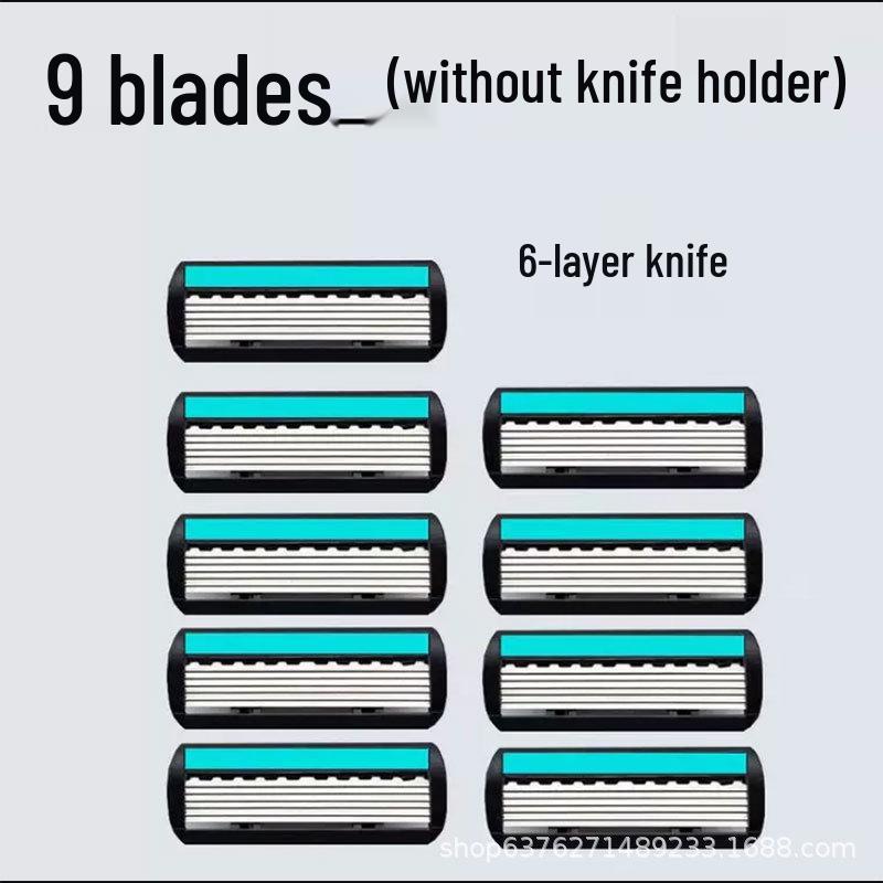 In Stock: Six-Blade Manual Razor - 6-Layer Face Shaver, New Vintage Style