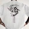Japanese Style Koi Fish Print T-shirts Summer Men's and Women's Casual Fashion Harajuku High Street Tops Short Sleeve Cotton Tee