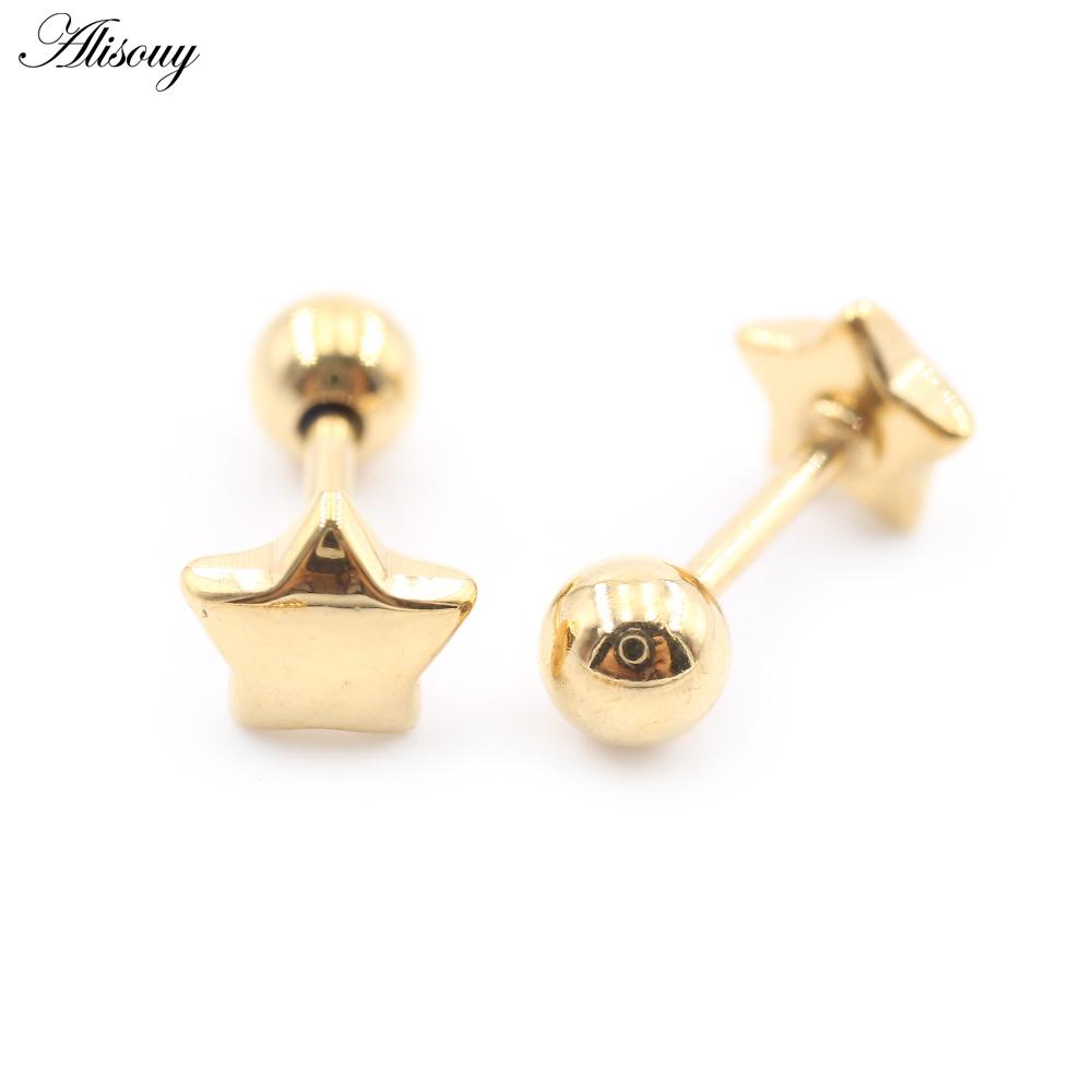 2PC Edelstahl Shell Kreuz Herz Stern Spinne Mond Schlange Biene Dreieck Frauen Männer Ohrstecker Knorpel Ohrringe Piercing Schmuck