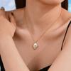 Jewelry Geometric Stainless Steel Oval Gray Shell Moon 18K Gold Pendant Necklace Female 2337