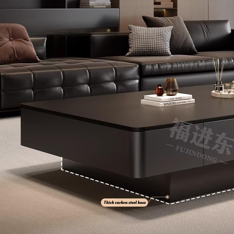 Italian Style Black Slab TV Stand Cabinet Set Coffee Table Living Room Luxury Modern Side End Table Home Furniture Decor