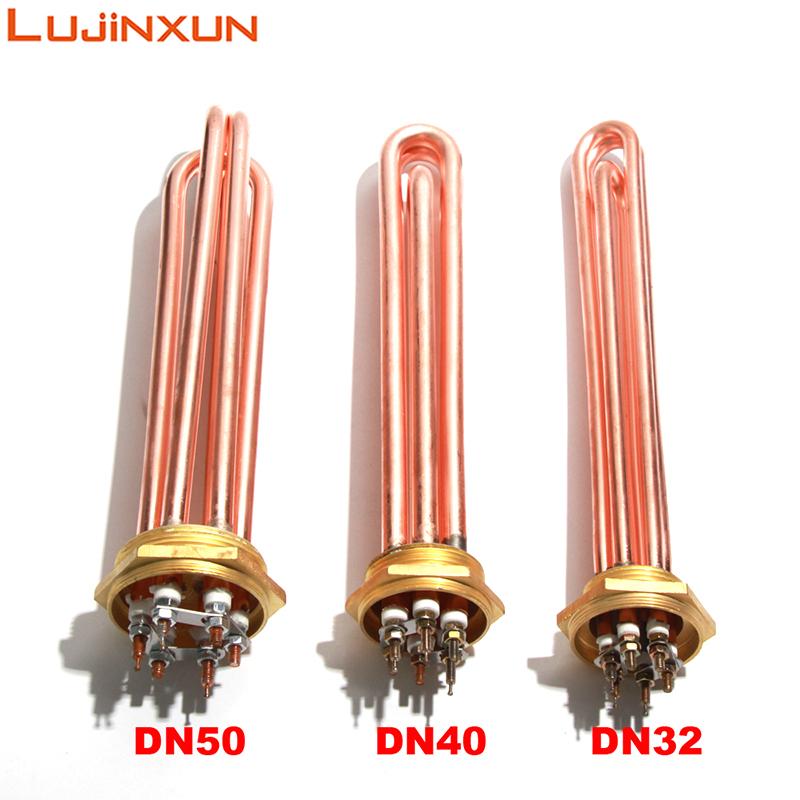 LUJINXUN Copper Water Heating Element DN32 (41mm) DN40(47mm) DN50(58mm) 110V/220V 3/4.5/6/9/12KW Tubular Heater Resistance 1PC 3KW 195mmL