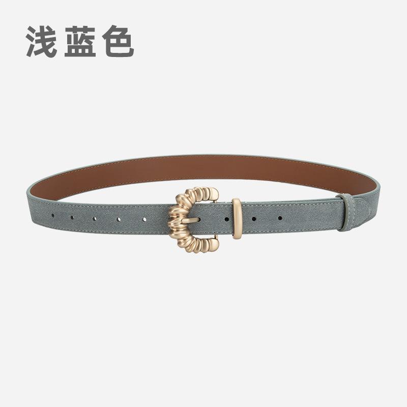 Frosted Velvet Leather Women'S Belt With Jeans Dress Decorative Pin Buckle Belt Women'S