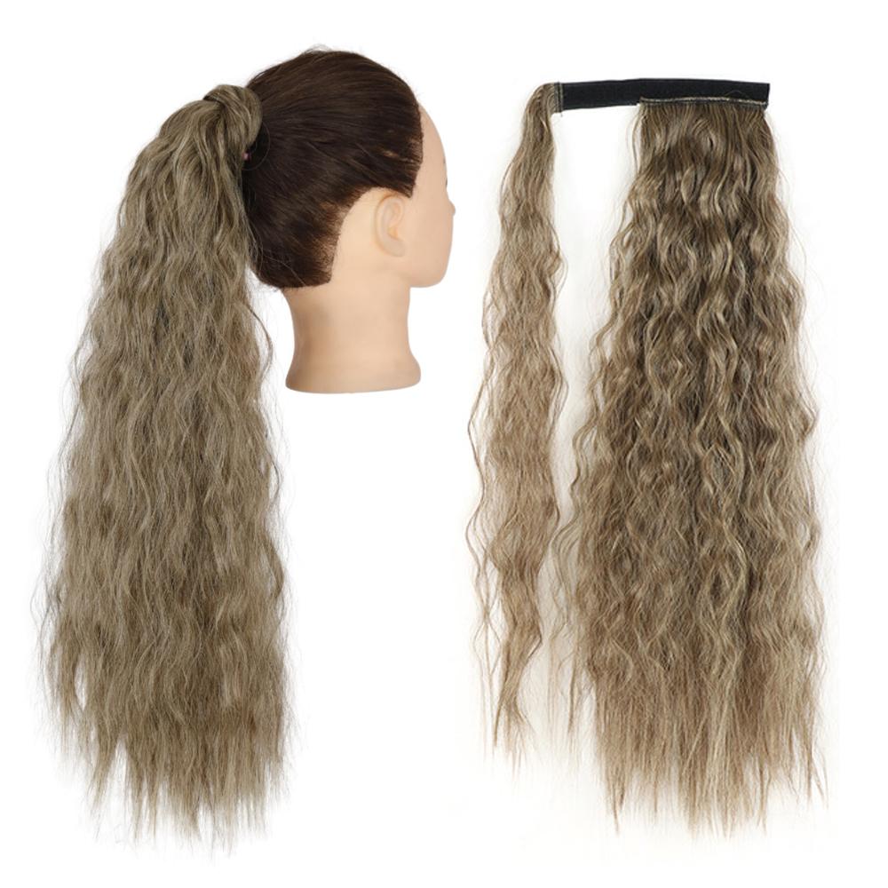 MISS WIG Women Long Wavy Warp Around Ponytail Synthetic Fiber Daily Wear Corn Wave Hair Extension Women Long Wavy Hairpiece