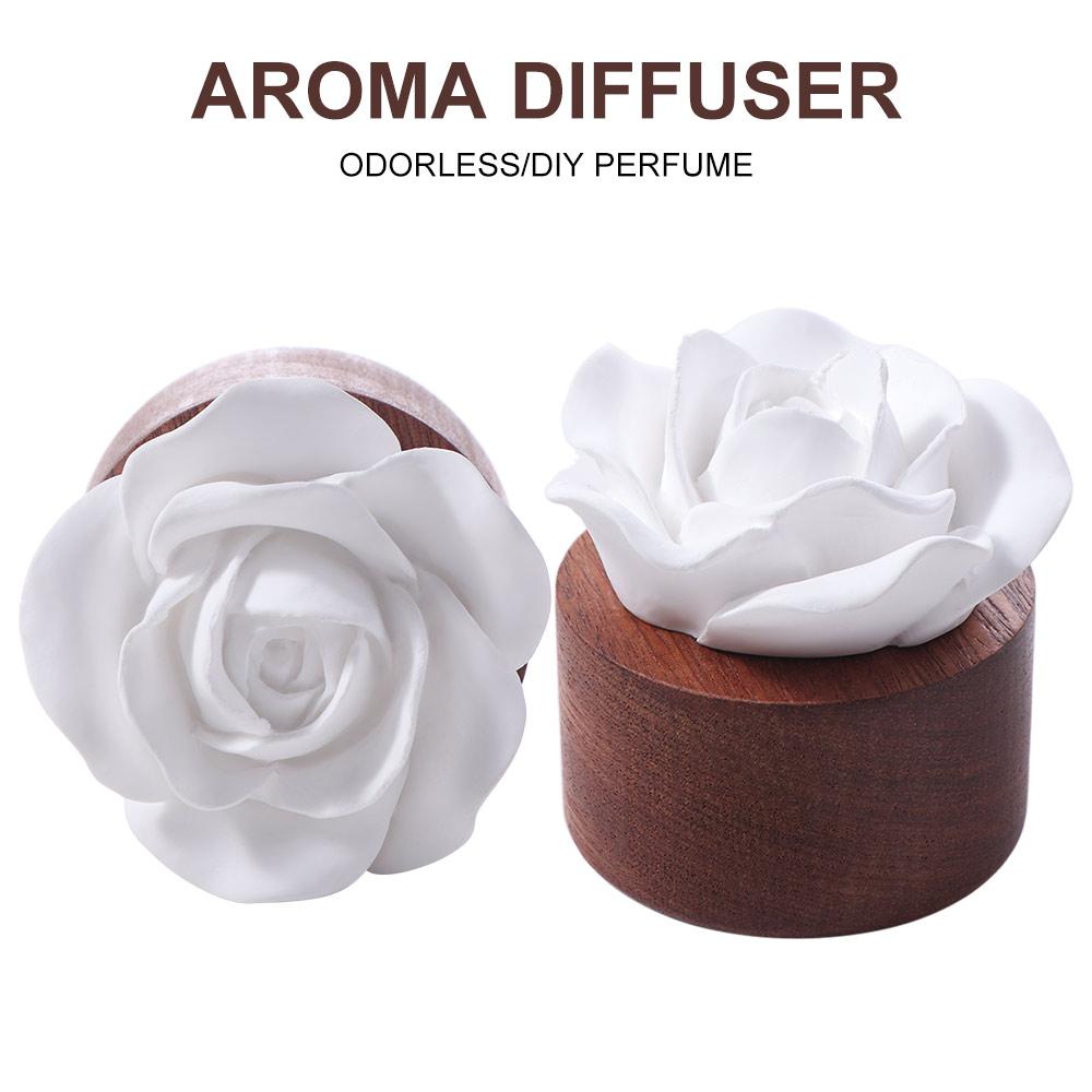 Handmade Flower Aromatherapy Diffuser Wooden Base Perfume Diffuser Stone  Room Decor