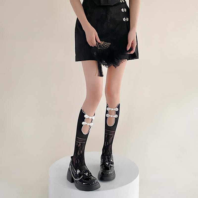 

Летние тонкие белые носки-гольфы в стиле ретро-лолиты для горячей девушки на пуговицах с китайскими пуговицами ципао 1 pair