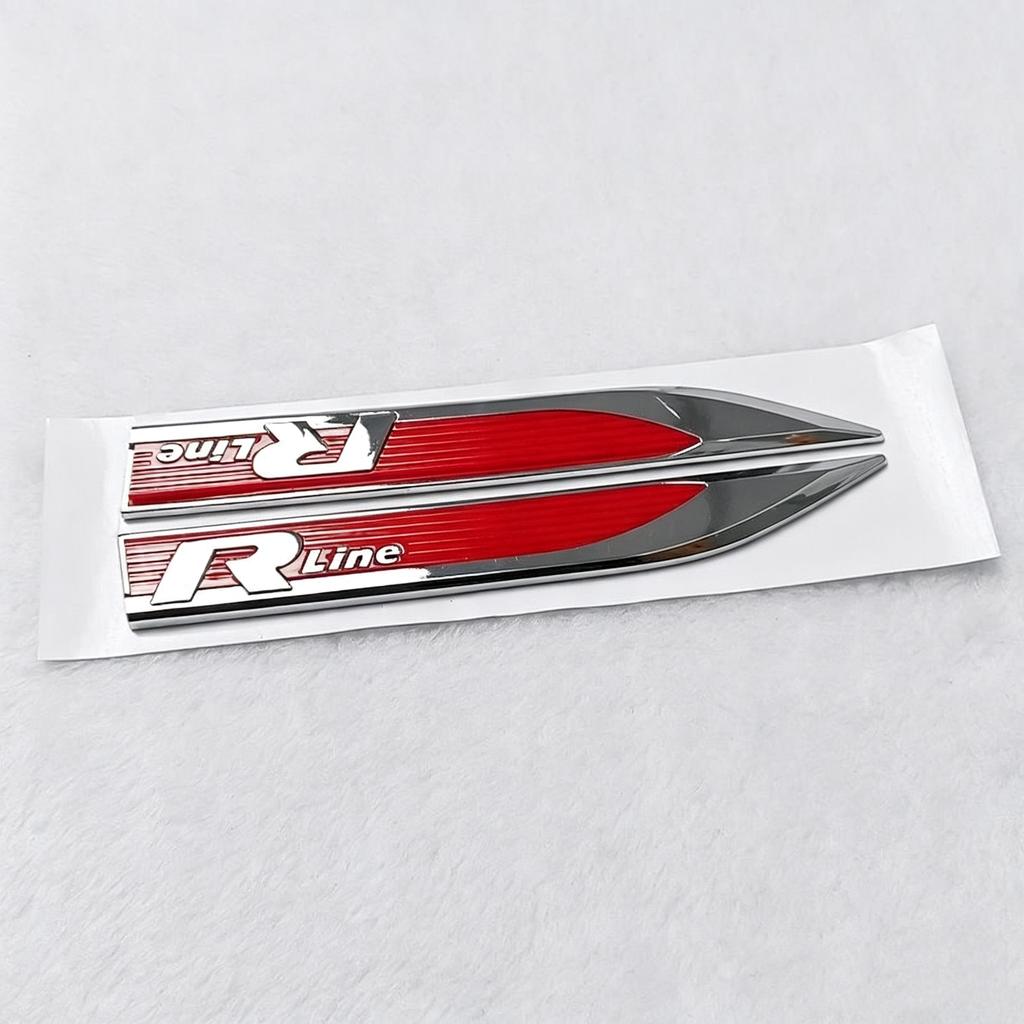 1Pair V W R/R Line Logo Car Side Fender Emblem Badge Sticker Car Styling Accessories