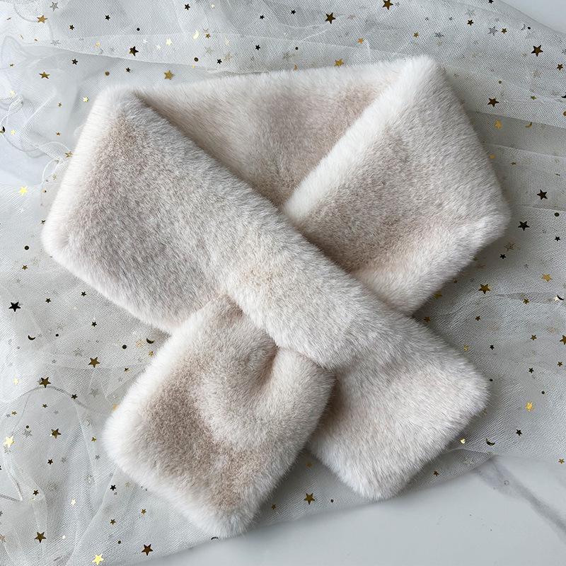 Versatile Plush Faux Mink Fur Scarf - Winter Fashion Neck Warmer, Solid Color