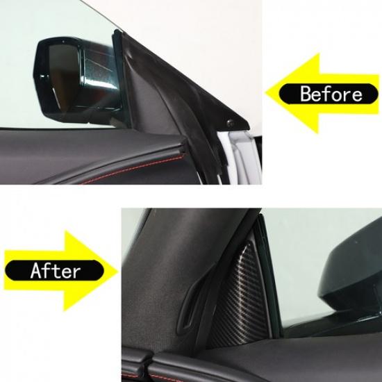 ABS Carbon Interior A-Pillar Triangle Panel Trim Cover For Corvette C8 -2024