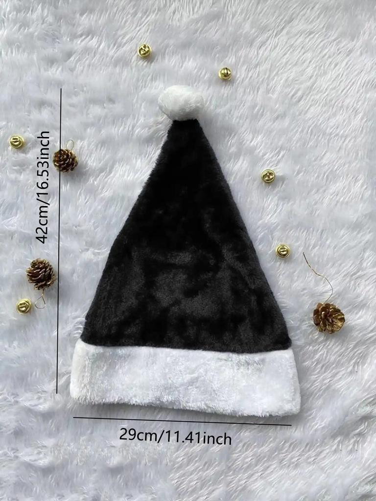 1pc-Christmas Black Red Plush Hat Santa Novelty Hat Kids Christmas Decorations For New Year Home Santa Claus Gift Party Supplies