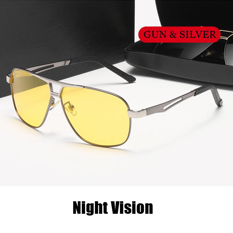 Polarized Photochromic Night Vision Sunglasses Outdoor Protective Goggles Day And Night Uv400 Lens Men'S Driving Sun Glasses