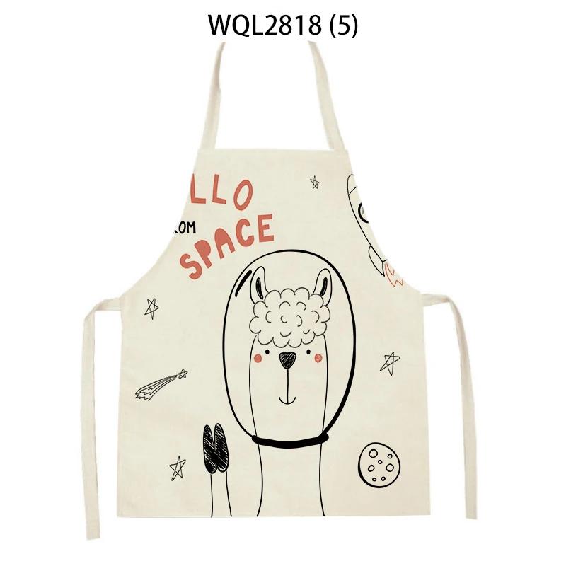 Cute Dog Cat Sheep Cattle Bear Animal Print Kitchen Aprons Women Men Linen Sleeveless Antifouling Apron Cooking Baking Waist Bib