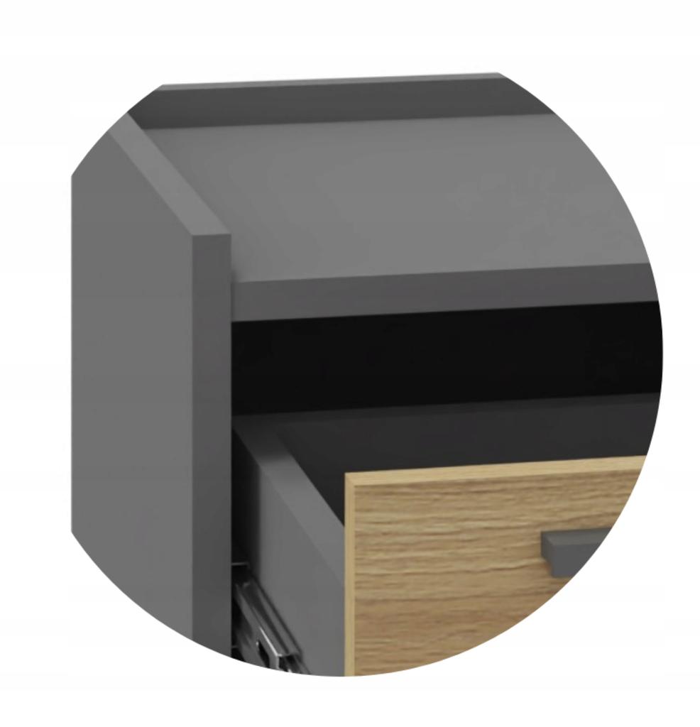 Altivo 2Sn Bedside Table, Artisan Oak-Anthracite, 2 Drawers, Low Bedside Table