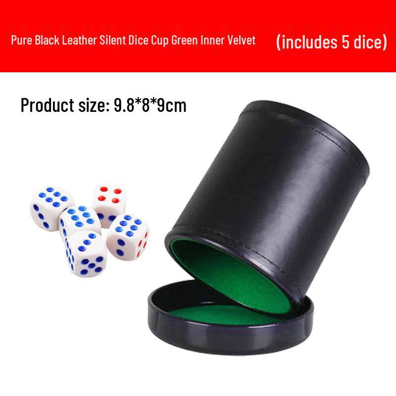 Fleece-Lined Leather Dice Shaker Set with Soundproof Base