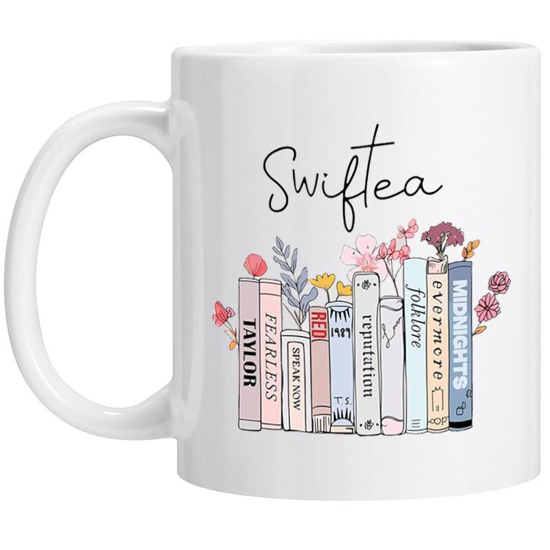 

2024 Новая керамическая кофейная кружка Swiftea, чашка для чая Тейлор Свифт, кружка с книгой и кошкой 301-400ml