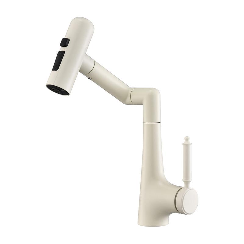 Basin Faucet Hot and Cold Bathroom Sink Multi-Mode Water Outlet Mechanical Arm Rotating Wash Basin Faucet