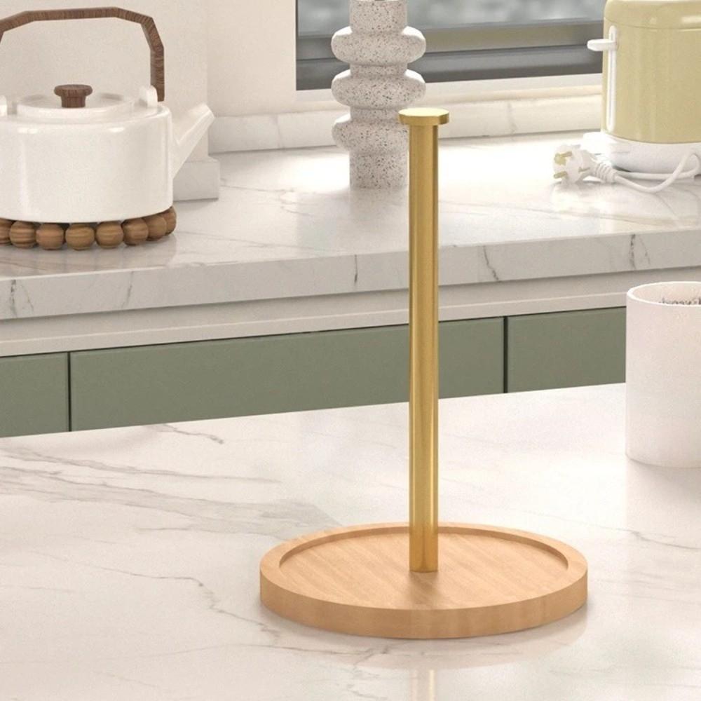 Modern Wooden Base Kitchen Paper Roll Holder Anti-Skid Desktop Roll Paper Holder Cling Film Holder Kitchen